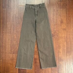 Miou Muse Straight Wide Leg Denim Pants in Mushroom, Size Small (XS Waist)